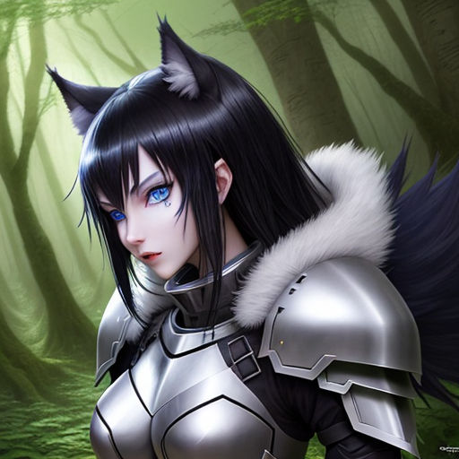 blue eyes, Rizuto, anime girls, simple background, black hair, animal ears, wolf  girls, bottomless | 2267x2000 Wallpaper - wallhaven.cc