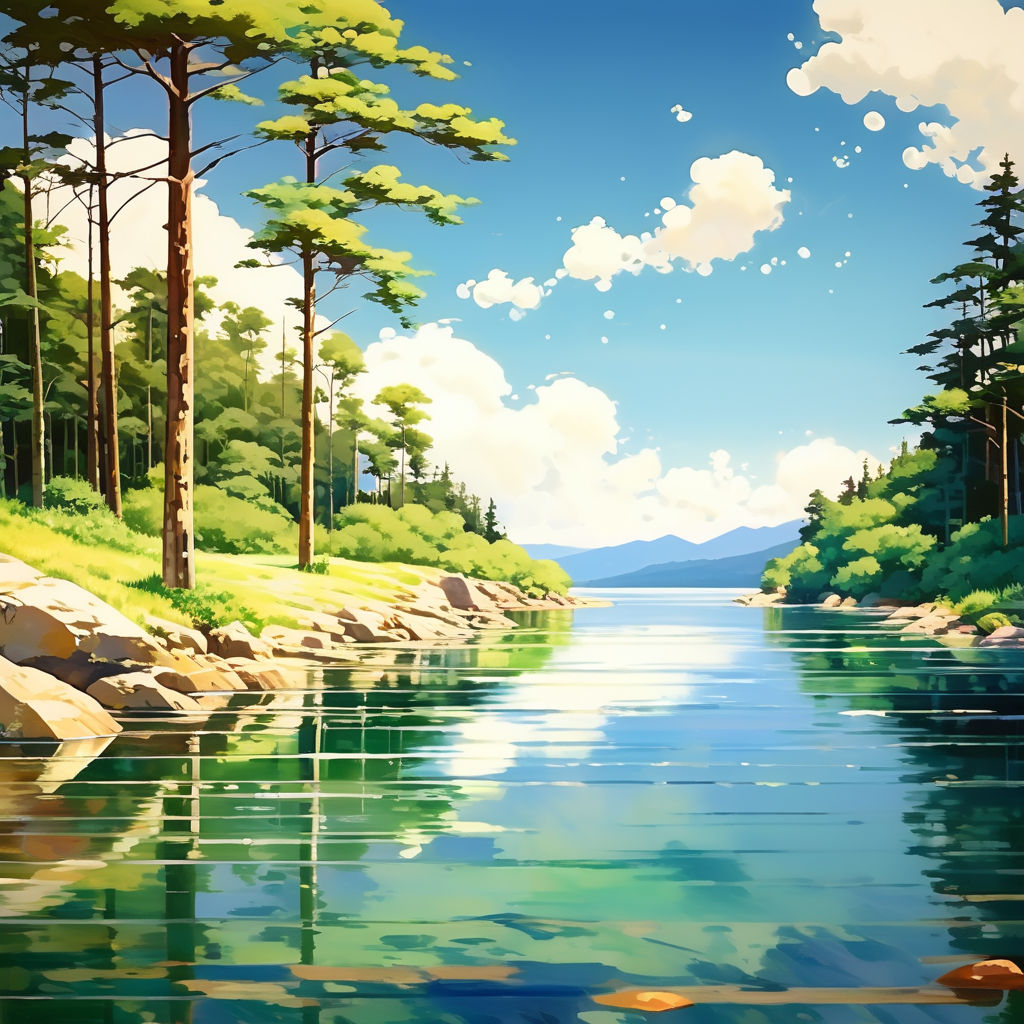 Download wallpaper Lake, Trees, Rain, Anime, Makoto Xingkai, Anime, Trees,  The Garden Of Words, section other in resolution 1920x1080