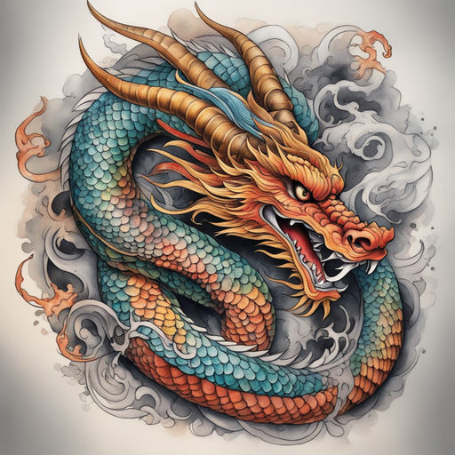 colorful japanese dragon tattoo