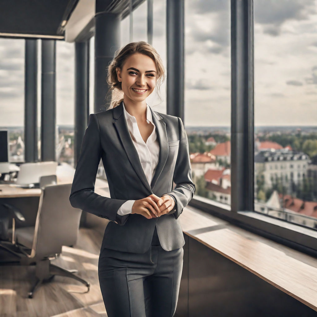 Full-length portrait of a young woman in business clothes