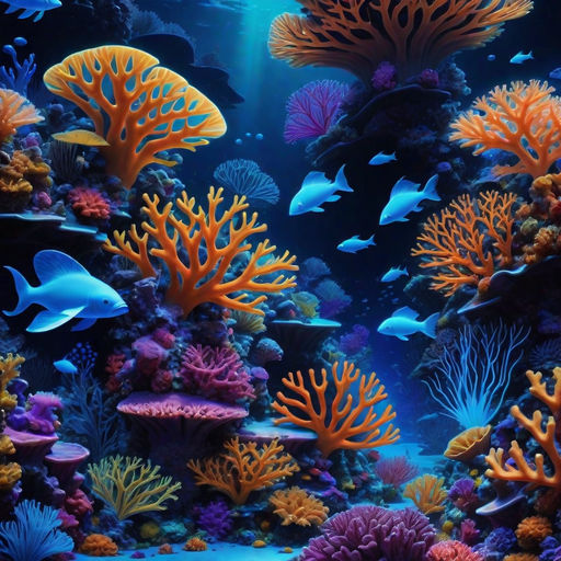 mesmerizing underwater neon coral bioluminescent reef