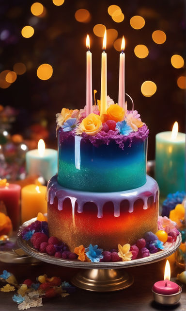 Happy Birthday Cake Rainbow Slice Candle GIF | GIFDB.com