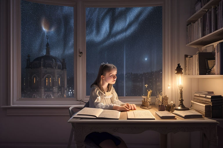 Beautiful Woman Reading A Book In Her Room Near The Window by