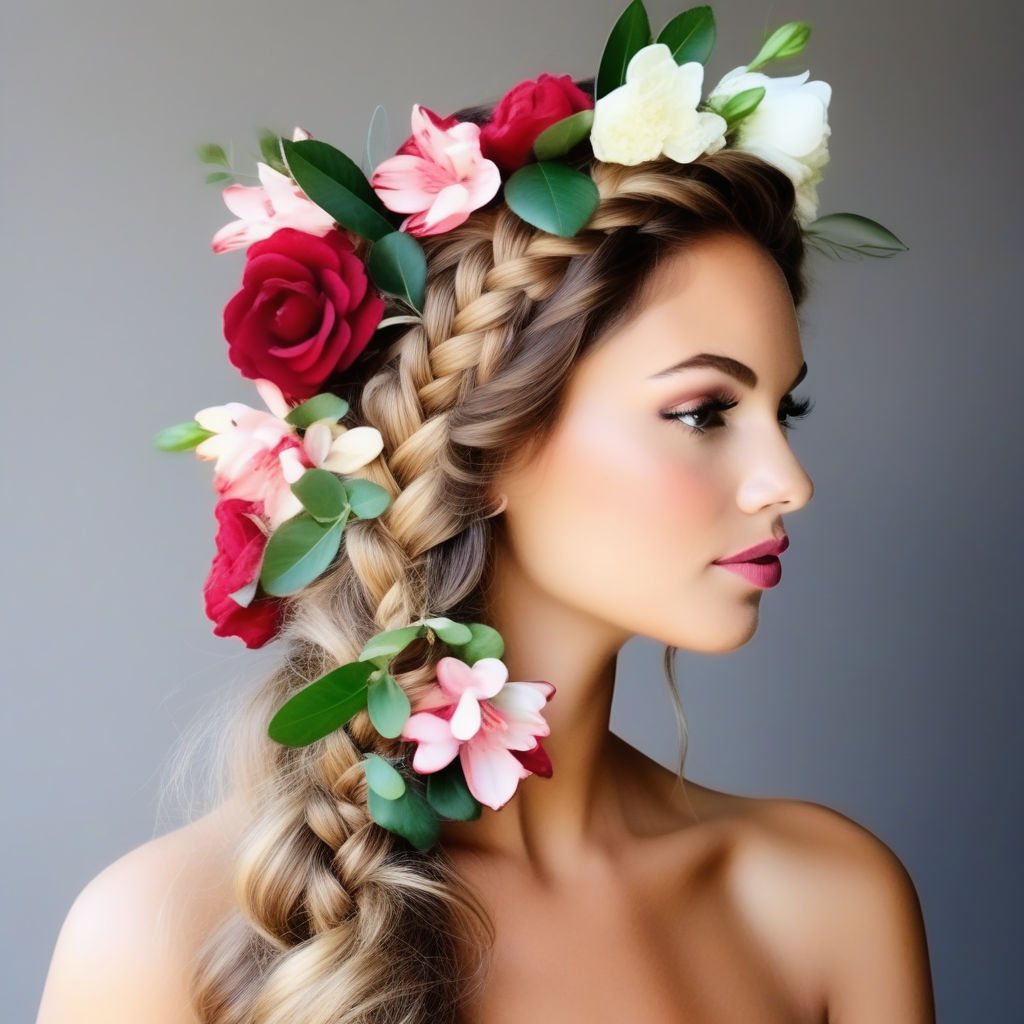 flower decoration in her hair