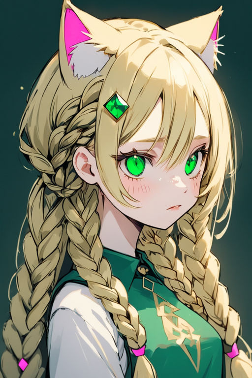 anime girl with blonde hair and gold eyes