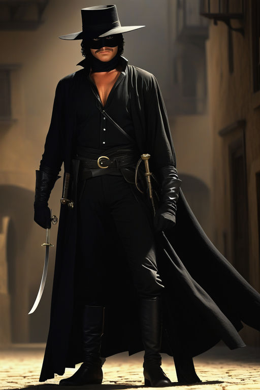 handsome man dressed like zorro - Playground