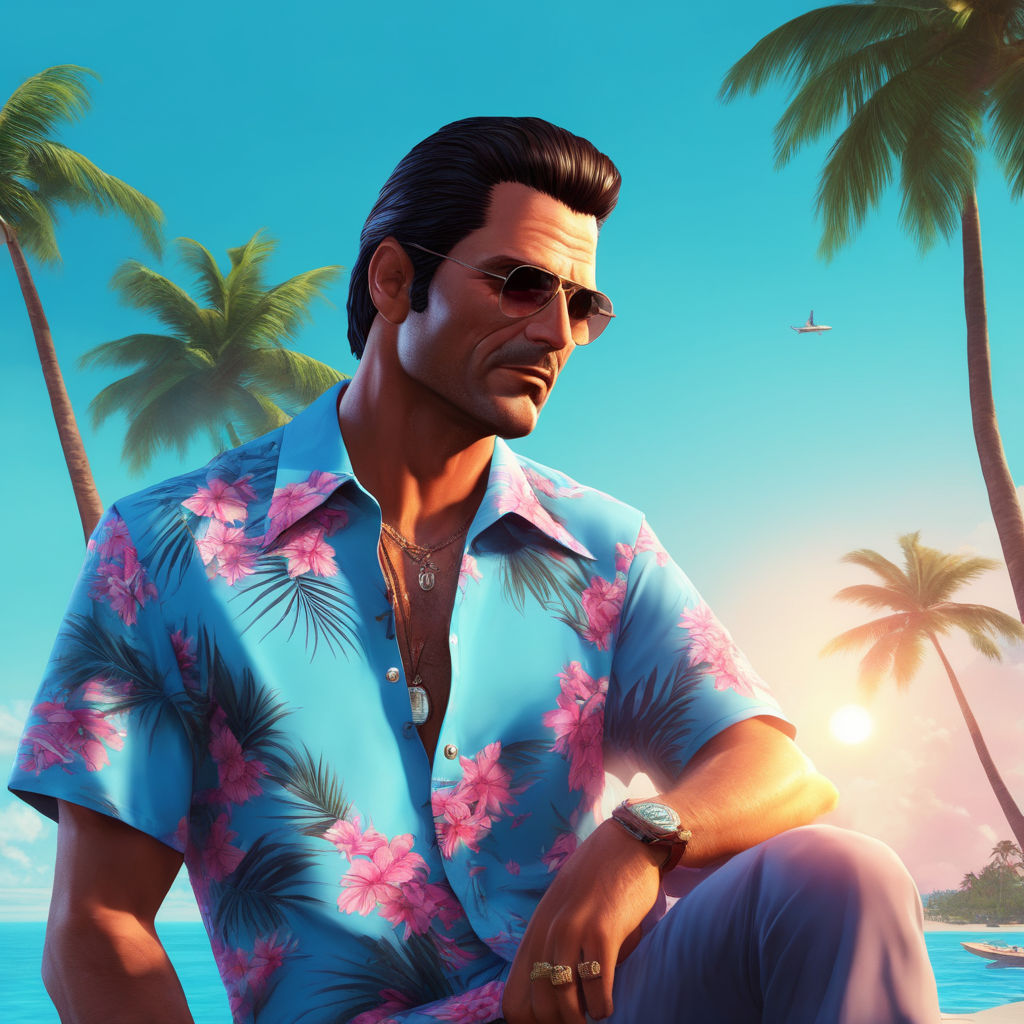 wearing an unbuttoned Hawaiian shirt - Playground