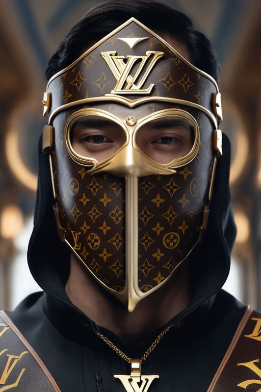 Mortal Kombat Fashion : man wearing Louis Vuitton monogram concept mask,  renaissance period, hyper realistic v--5, 8k, 8mm lens, trending on  artstation, sharp focus, studio photo, intricate details, highly detailed,  by greg