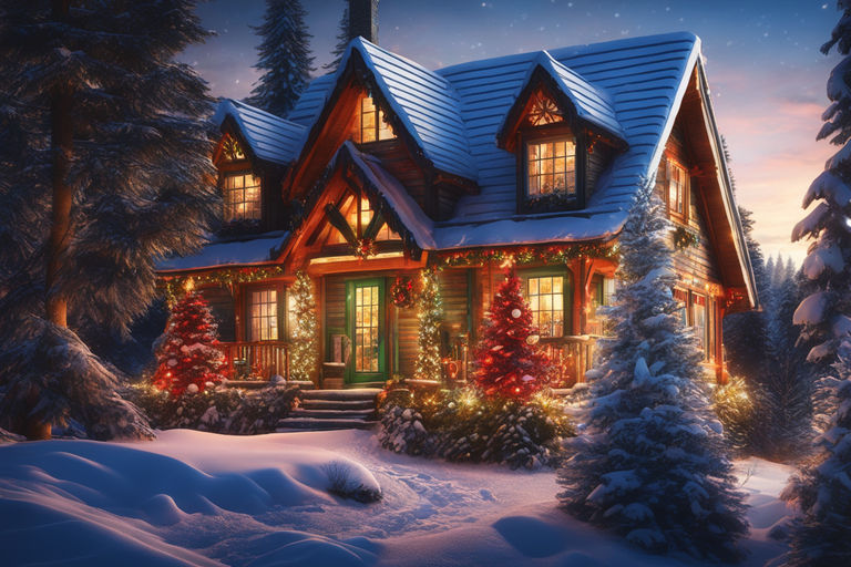 christmas log cabin wallpaper