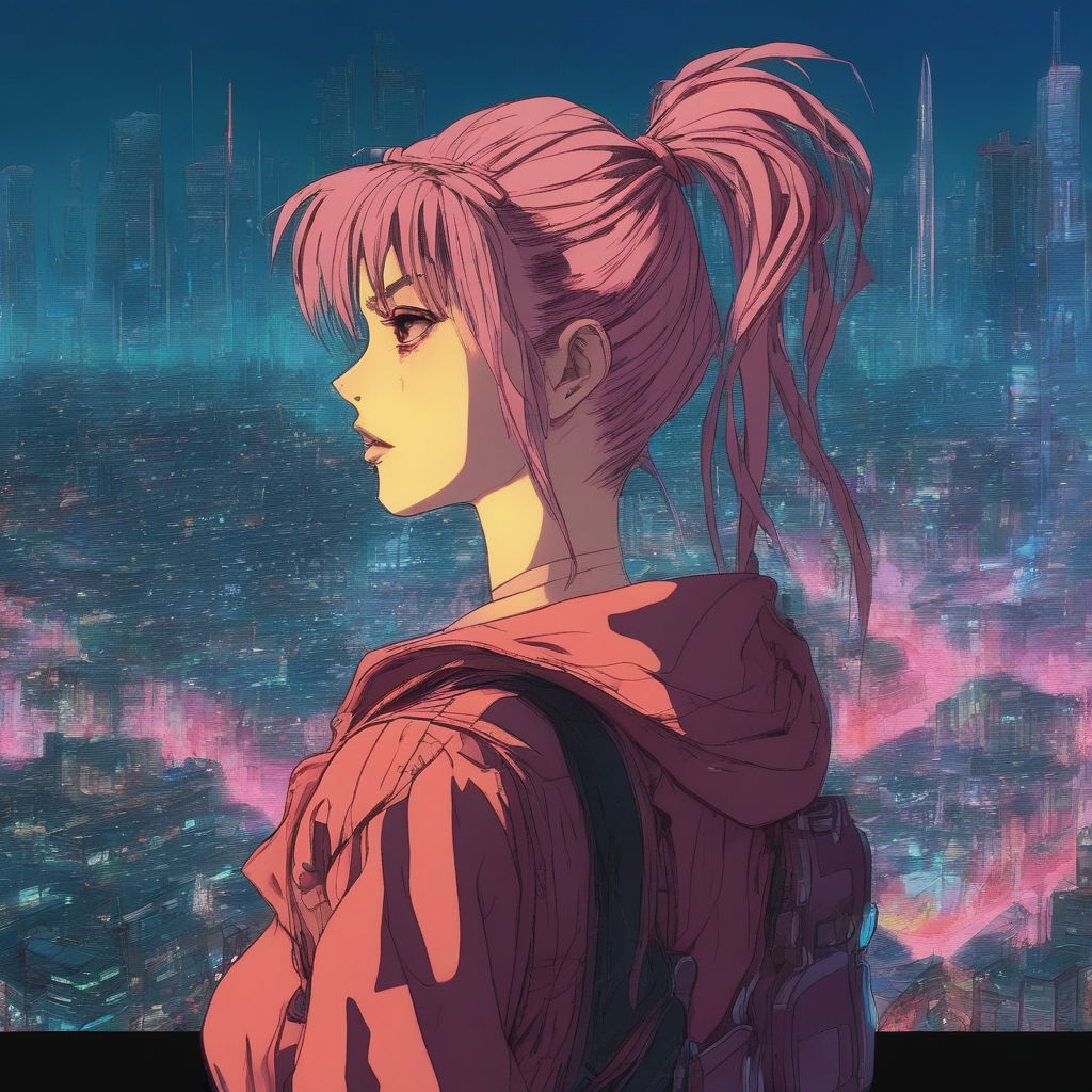 ponytail, pink hair, looking at viewer, Darling in the FranXX, Zero Two  (Darling in the FranXX), anime, anime girls, cyberpunk, portrait display,  katana