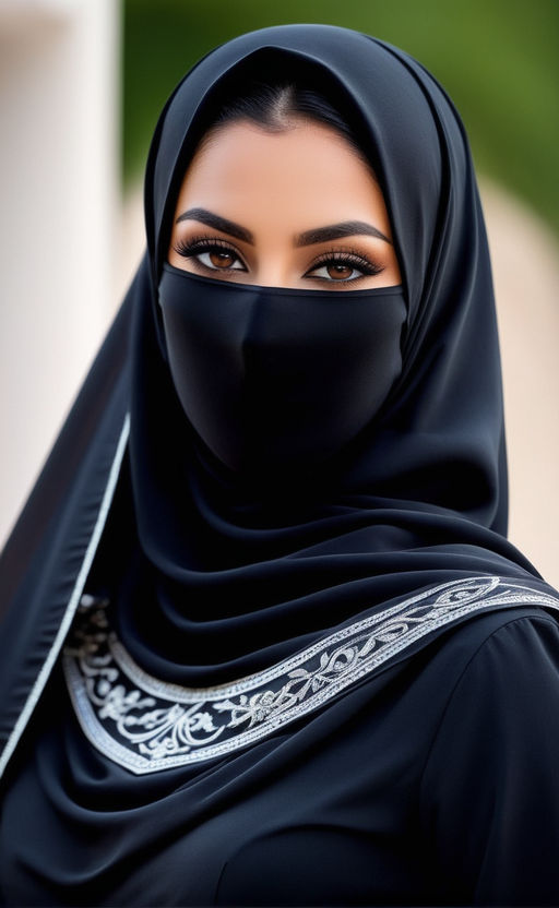 beautiful arab girl boobs hijab with black eyes and black hair