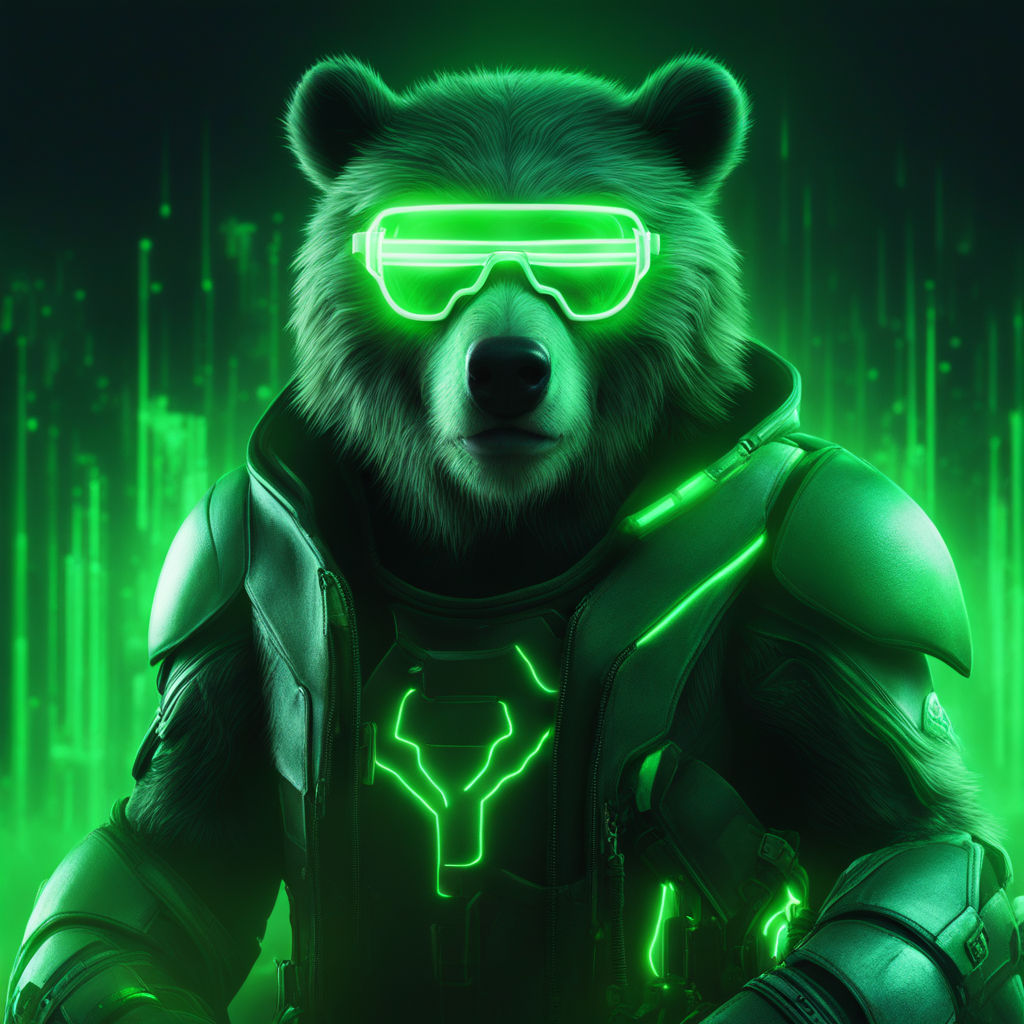 cool grizzly bear in cyberpunk style glasses - Playground