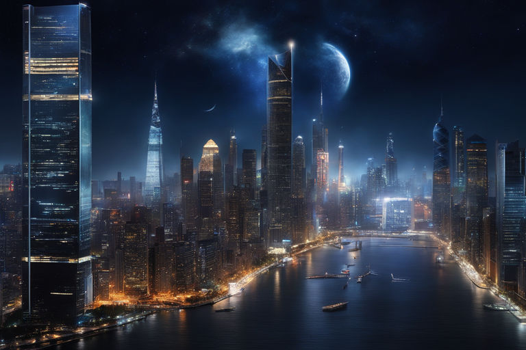 futuristic city skyline night