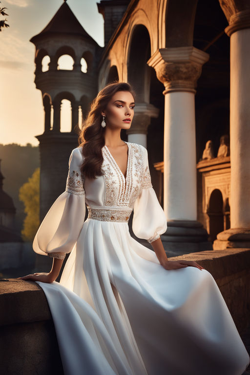 Womanly brunette bride in white dress with bridal veiling and