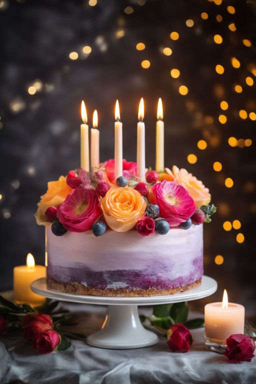 A Close-Up Shot of a Cake with a Candle on Top · Free Stock Photo