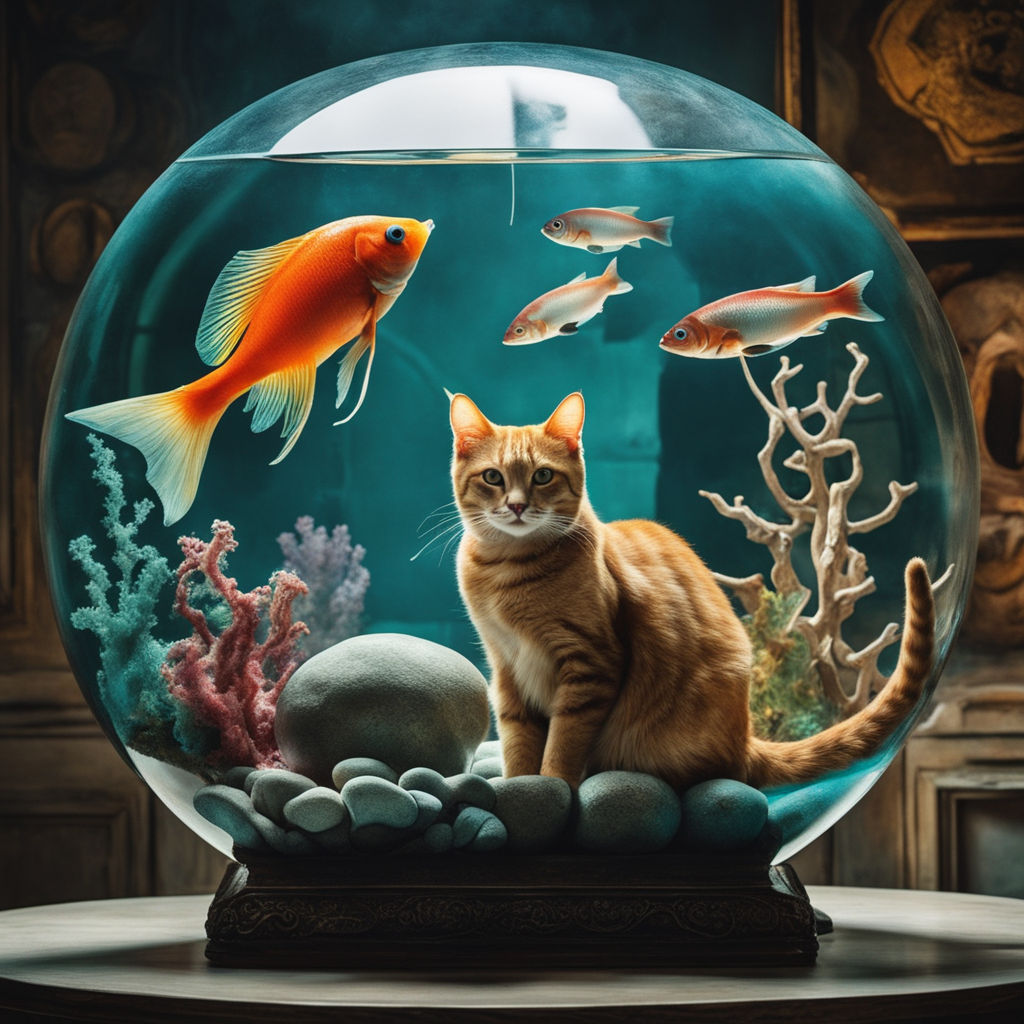 Cat head in fishbowl - Playground