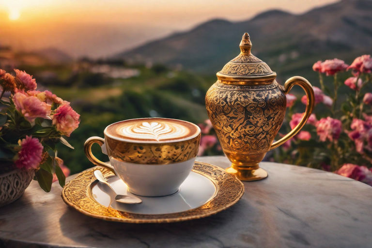 Cappuccino cup on a white table - Playground