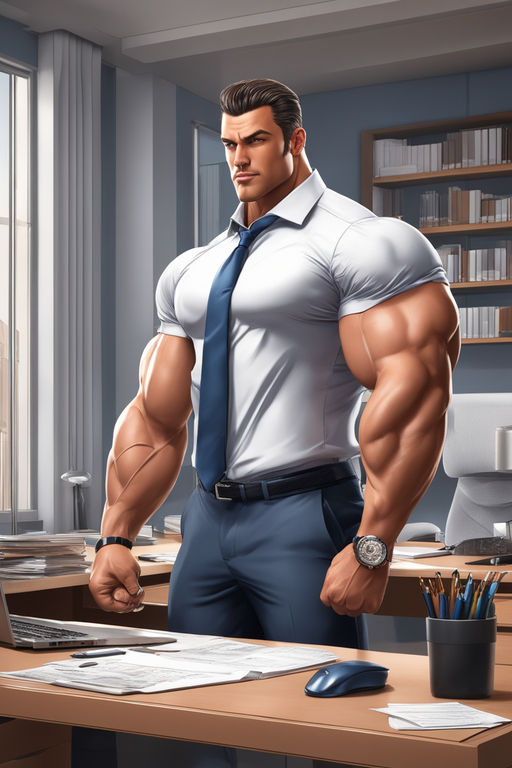 Anime man Character strong muscle power full - Playground