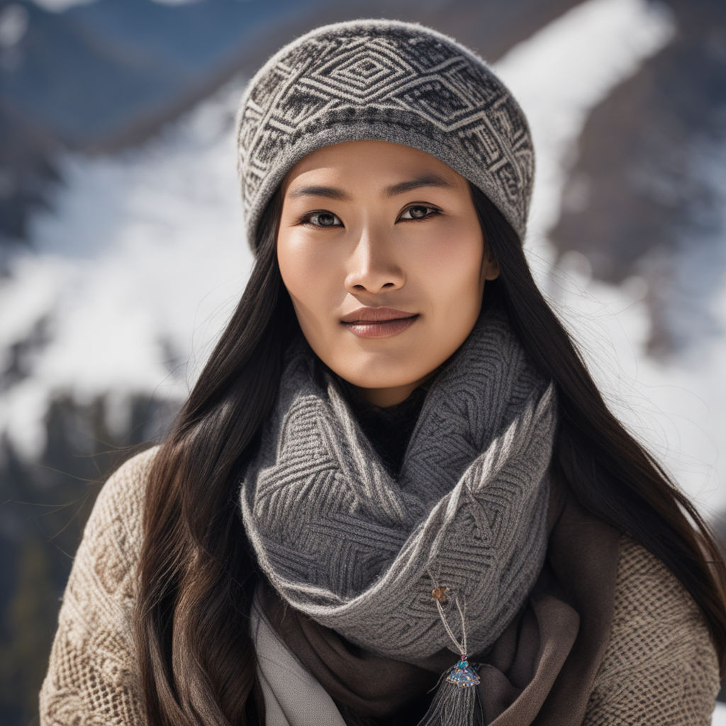 young asian woman wearing a white plaid scarf - Playground