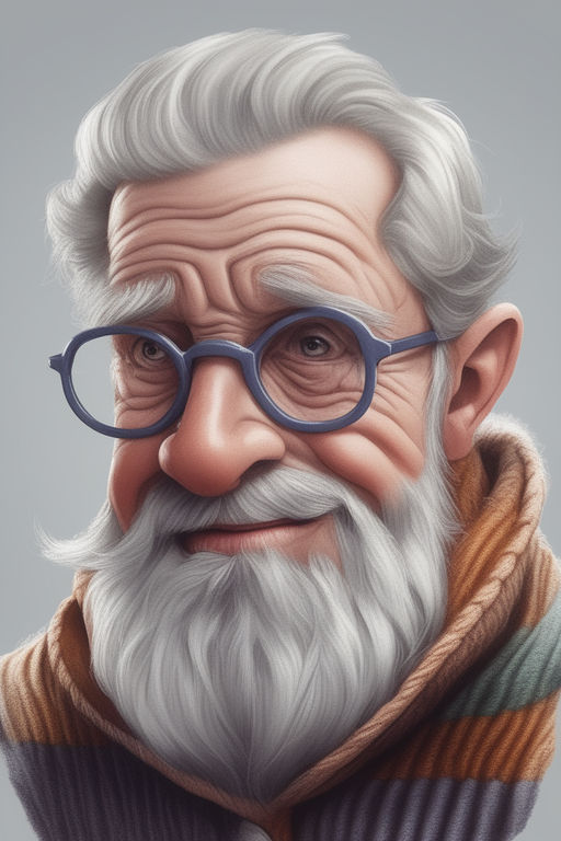 crazy cartoons old man with beard and glasses