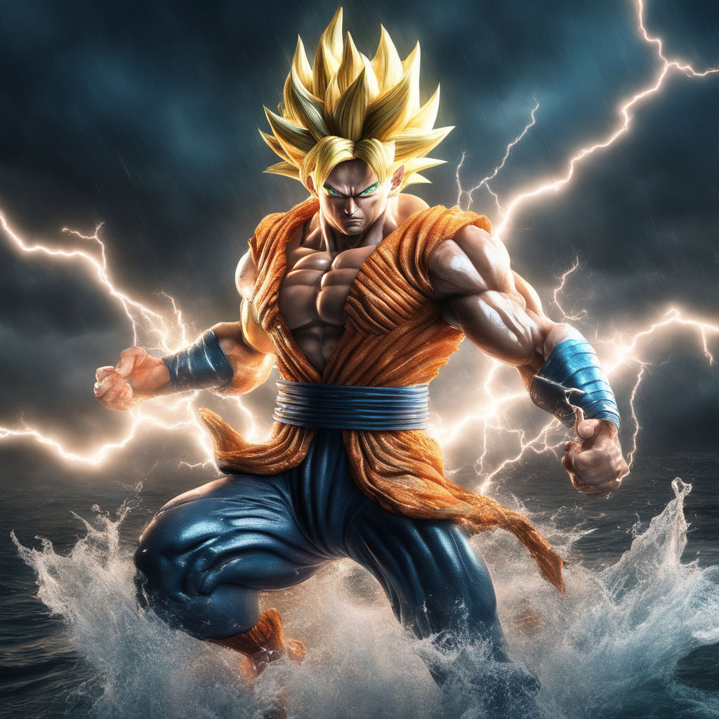 Goku, full body, super sayajin 3, highly detailed, 4k