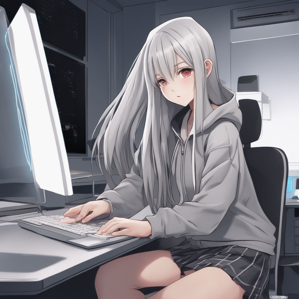 anime girl typing