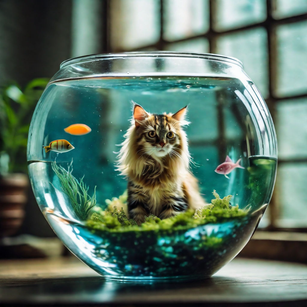 Cat head in fishbowl - Playground