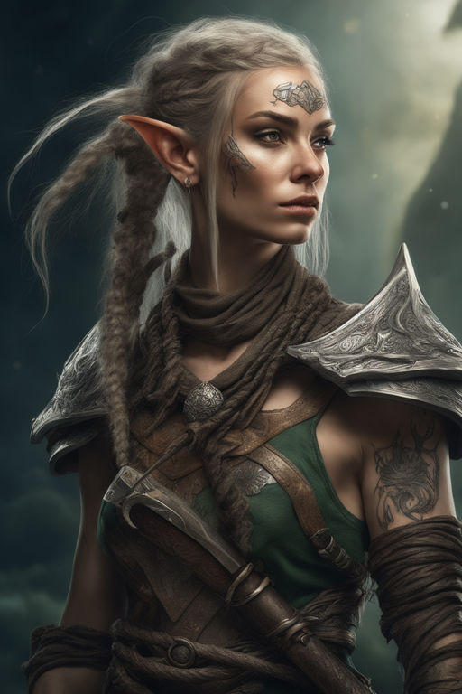 Downloadable & D&D Custom Character art for a Female Elf  Fighter/Rogue/Druid/Ranger/ - DMing Dad