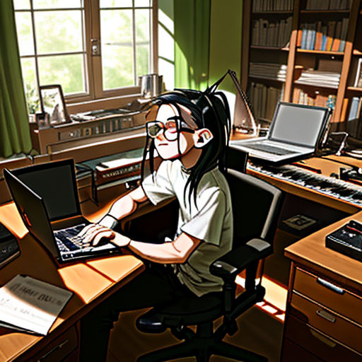 Download wallpaper 800x1200 girl, headphones, computer, anime iphone 4s/4  for parallax hd background