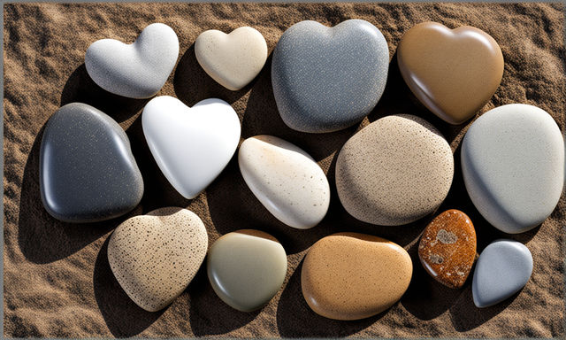 romantic heart shaped beach stones