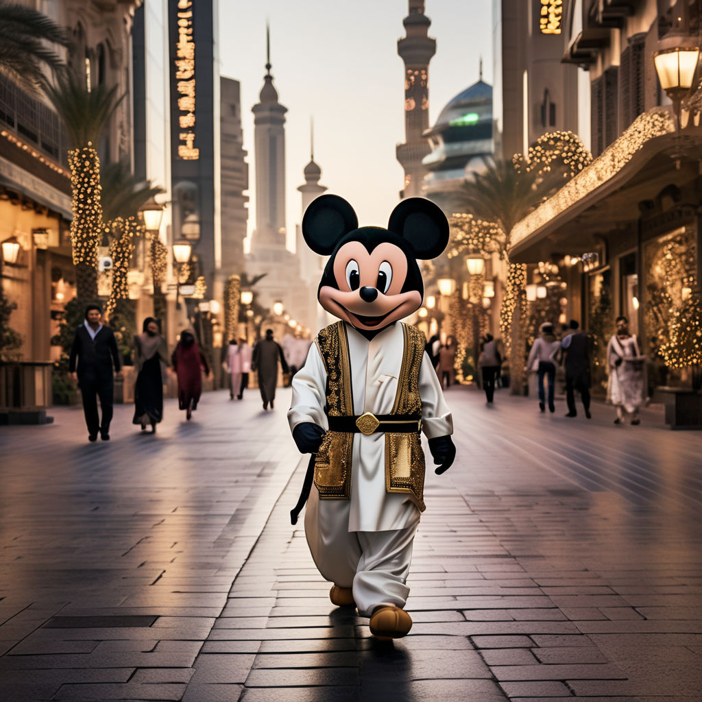 Mickey mouse with ((long beard)) and arabic dress - Playground