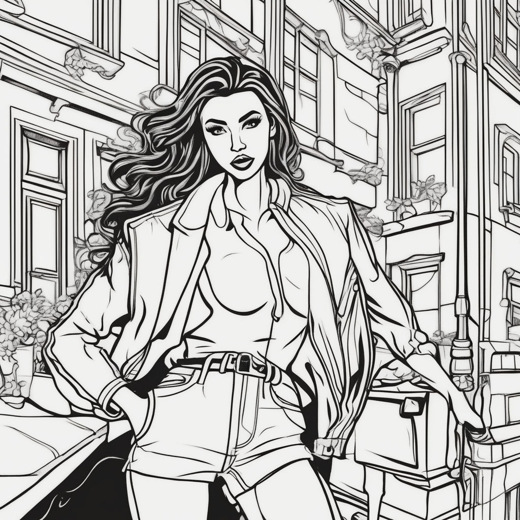 black women elegant high fashion women in paris in botique black and white coloring  book page - Playground