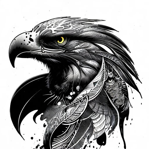 Black And White Flying Eagle Tattoo Design  Architecture Concept Sketches  Eagle Transparent PNG  364x520  Free Download on NicePNG