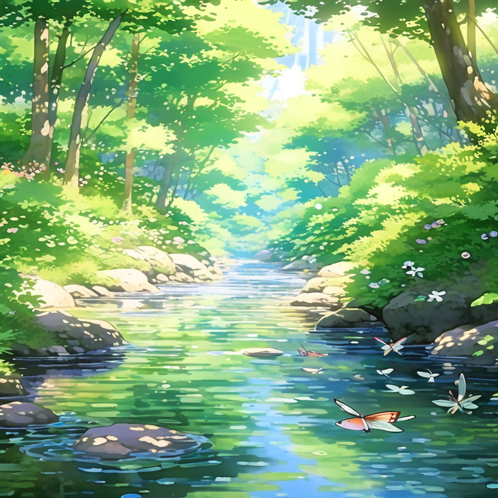 Anime Nature Background Trees River Blue Sky HD Anime Wallpapers | HD  Wallpapers | ID #105677