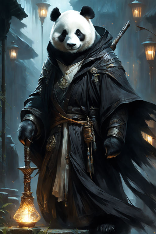 a portrait of an anthropomorphic cyberpunk panda bear