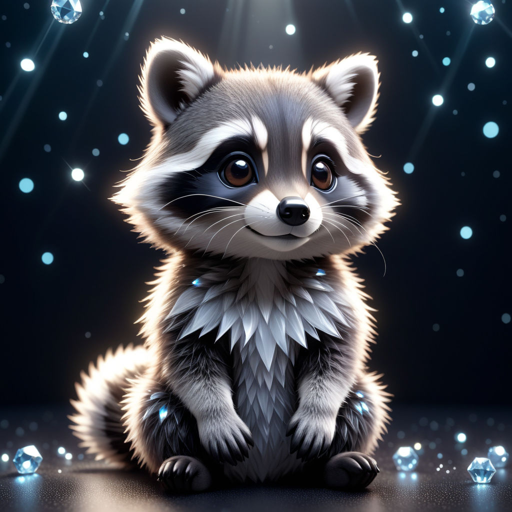 Premium AI Image  A cute adorable baby raccoon rendered in the style of  childrenfriendly cartoon animation fantasy style generative ai