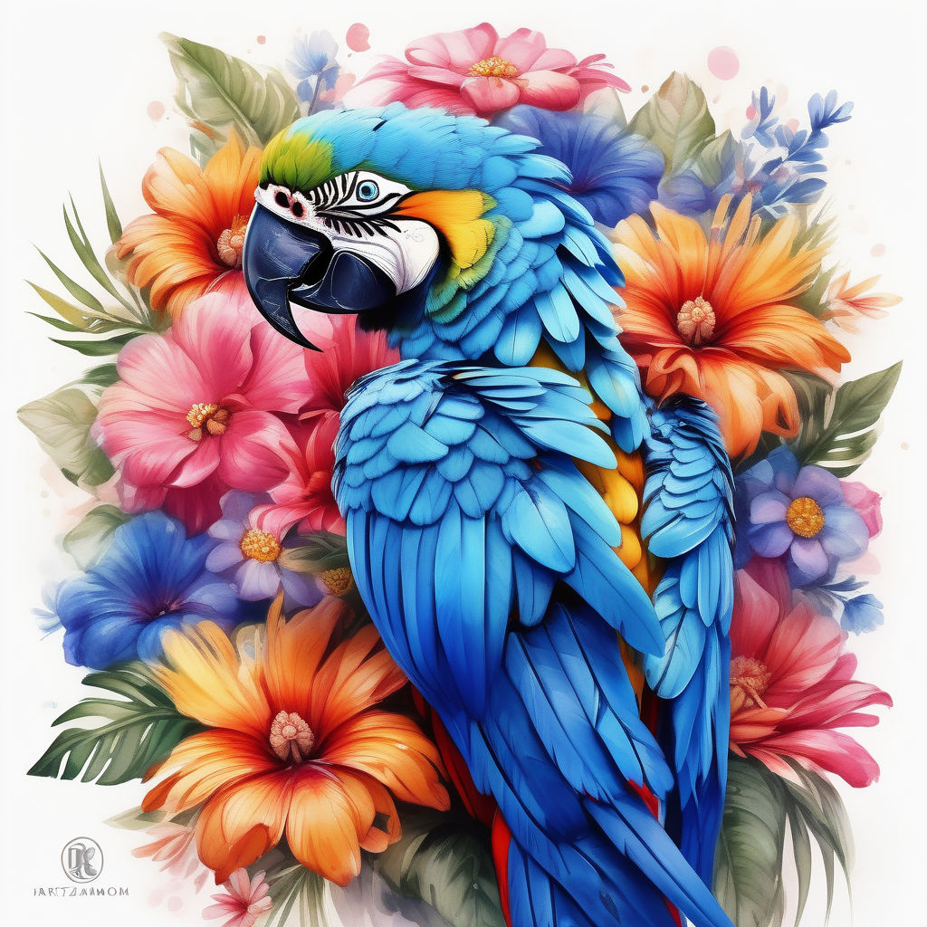 Beautiful colorful parrot on twig Royalty Free Vector Image