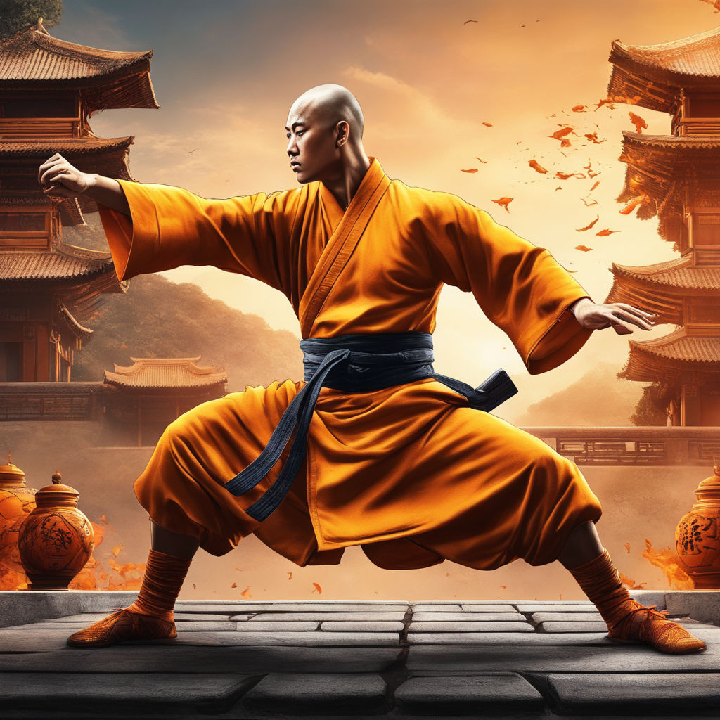 Man with sword action kung fu pose graphic Vector Image