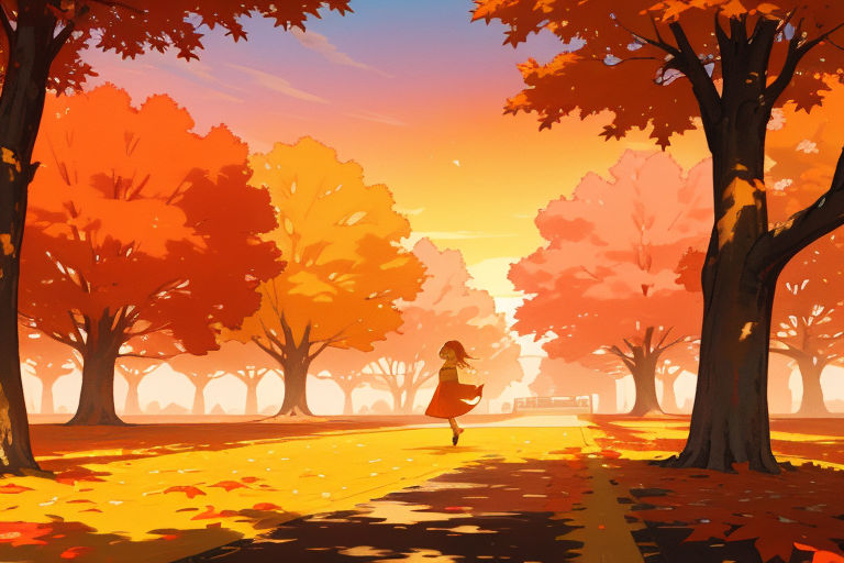 Anime Girl With Long Hair In Autumn Leaves Background, Anime Manga Picture  Background Image And Wallpaper for Free Download