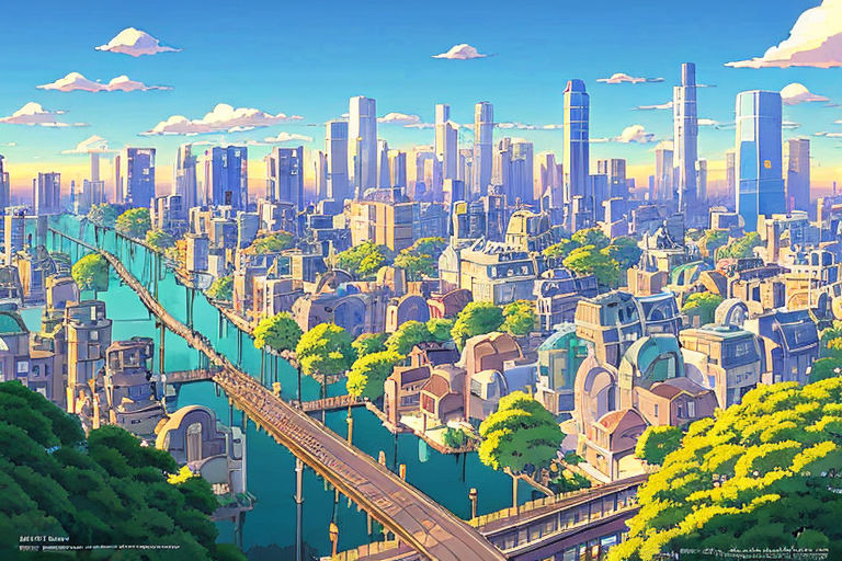 Anime City HD Wallpaper by 黒猫