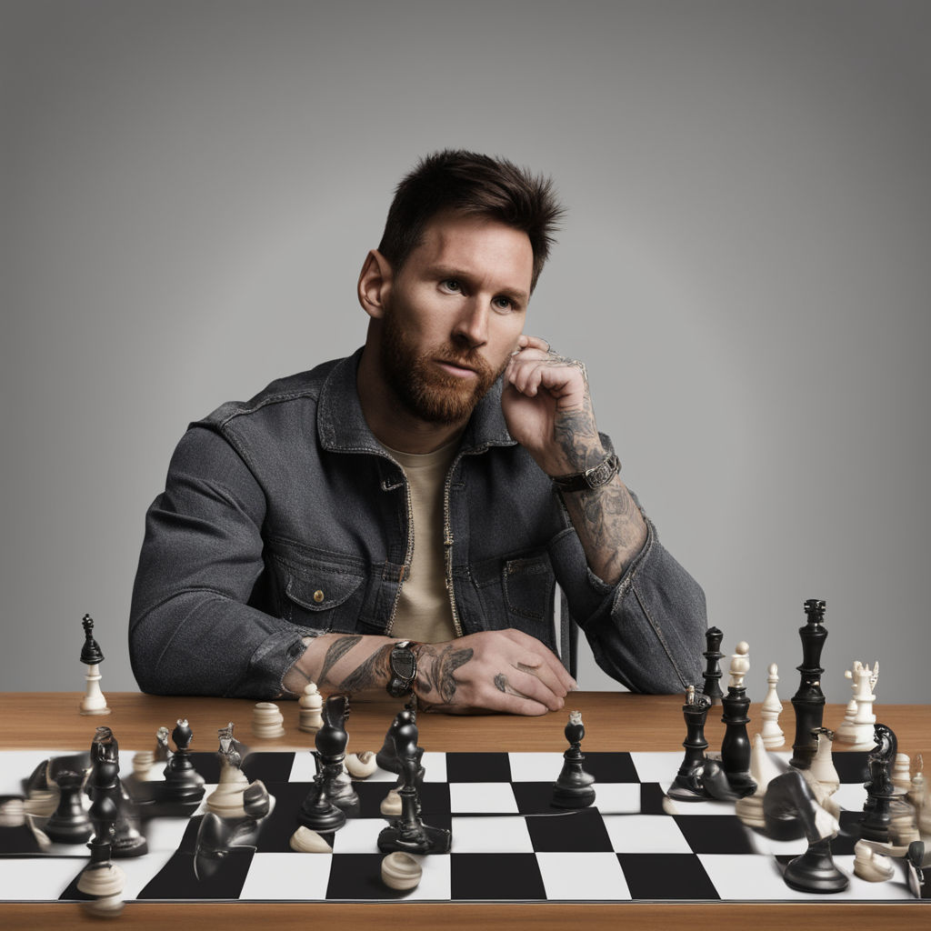 Messi and Ronaldo Playing Chess