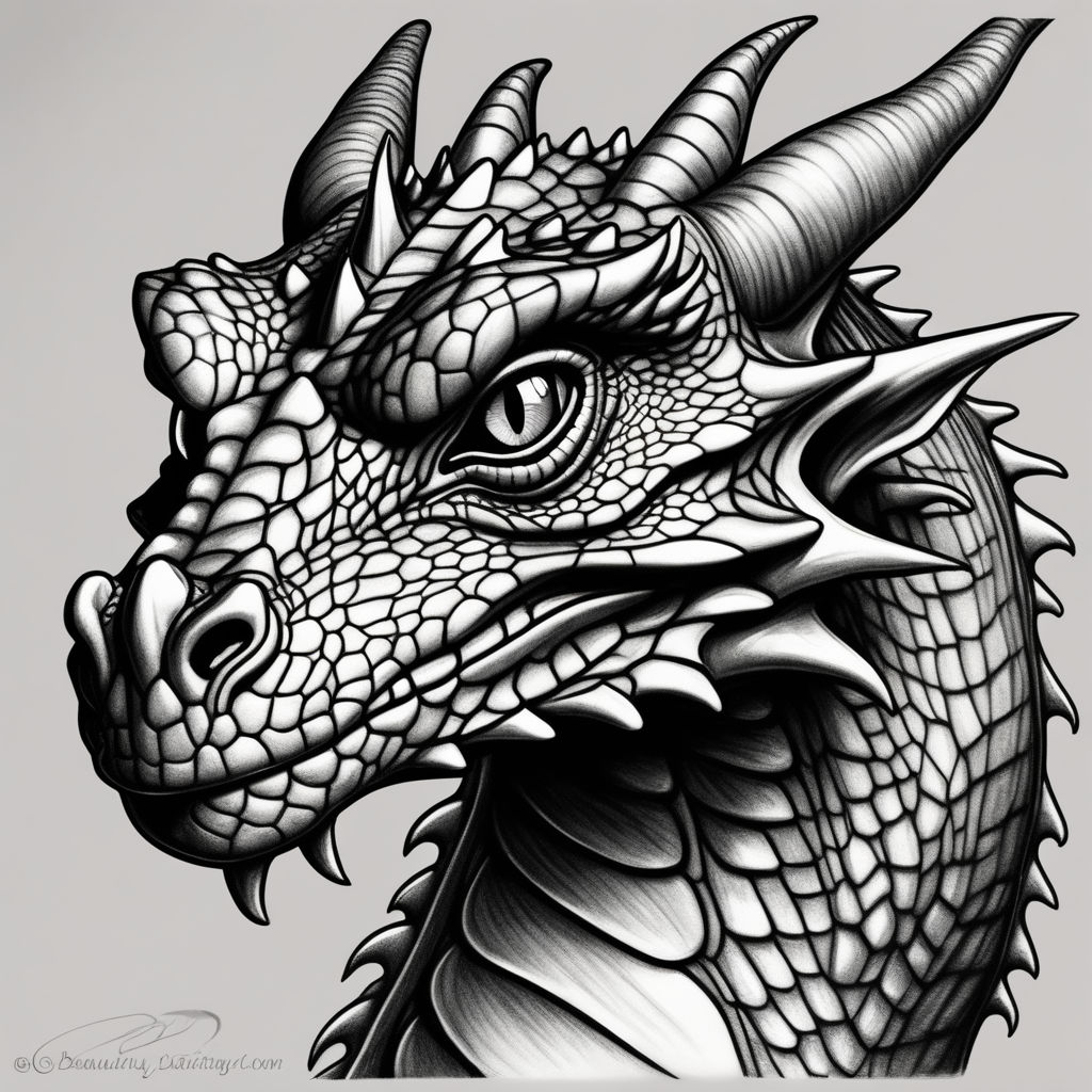 Dragon Drawing Sharp Focus Intricate Detail · Creative Fabrica