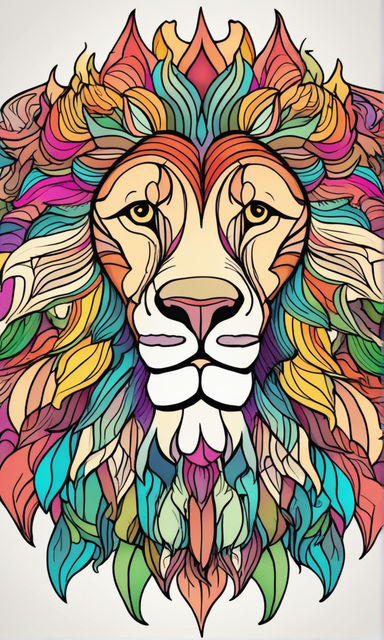 colorful lion drawing