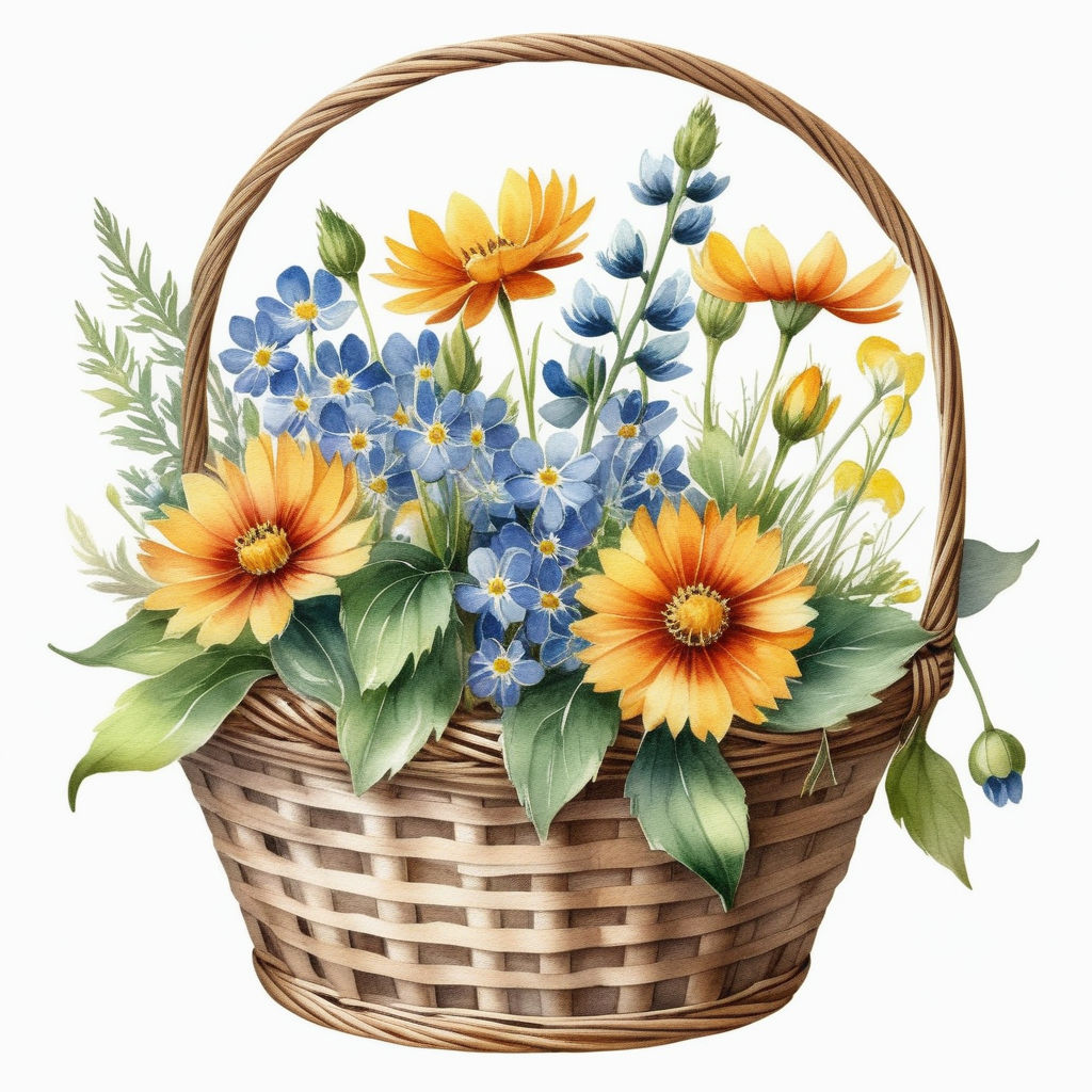 Retro Flower Basket Graphic · Creative Fabrica