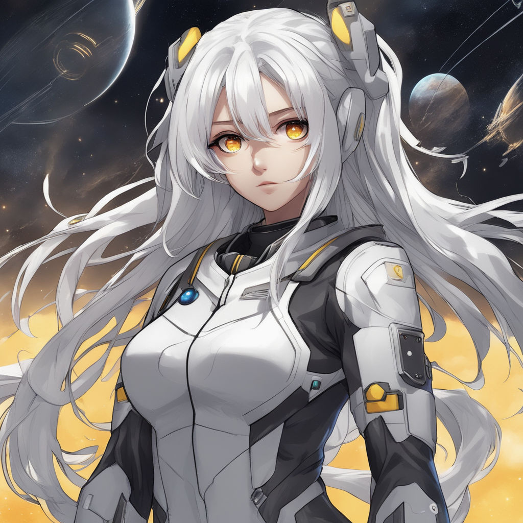 anime girl with silver hair and gold eyes