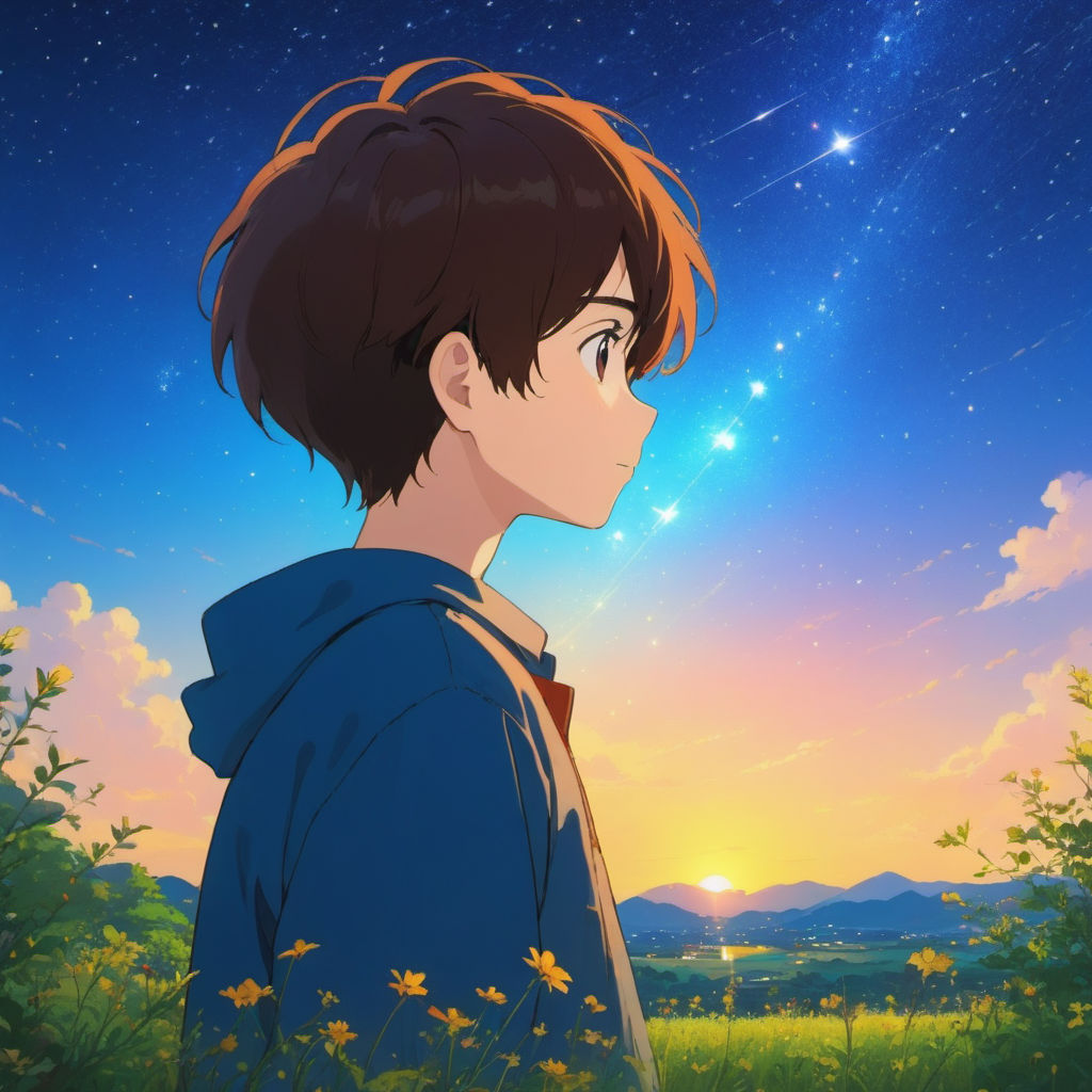 200 stars in the night sky, style of makoto shinkai studio