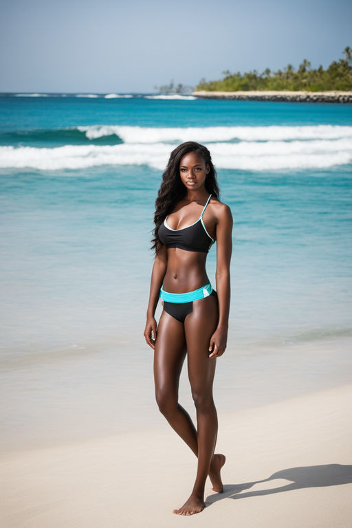 teen african beauty in swimsuit on the beach - Playground