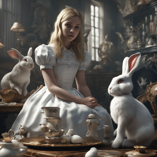 Alice in Wonderland Collection: White Rabbits and Pocket Watches Bright Gold Ruff