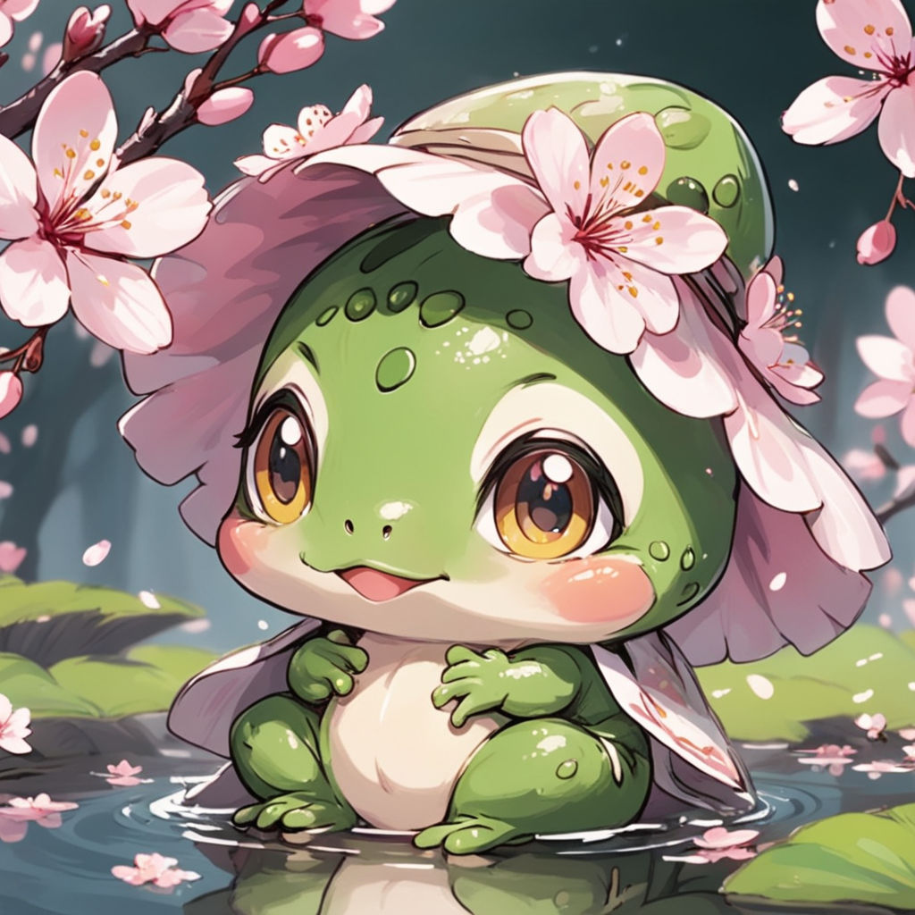 Cute Frog Anime Girl Holding Frog