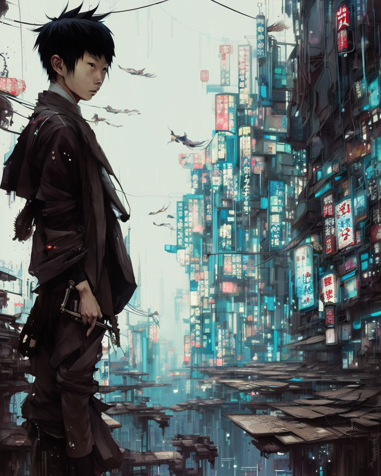 prompthunt: anime, cyberpunk, wallpaper, futuristic city, rain